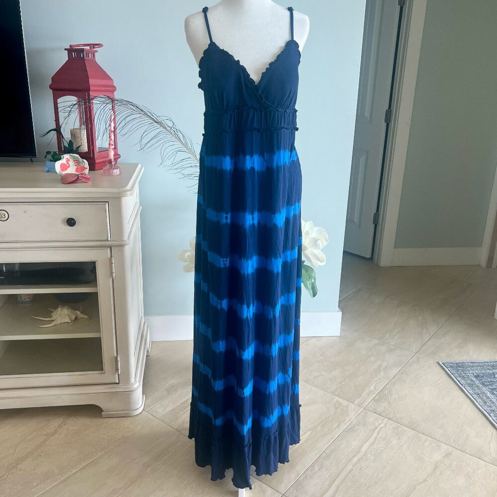 INC Tie-Dye Maxi Dress Blue Spaghetti Straps Sz M